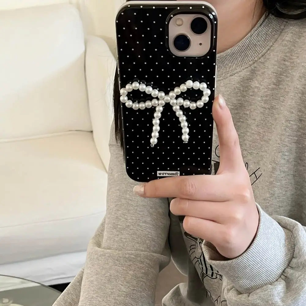 Polka Bow Pearl Dot Phone Case - iPhone