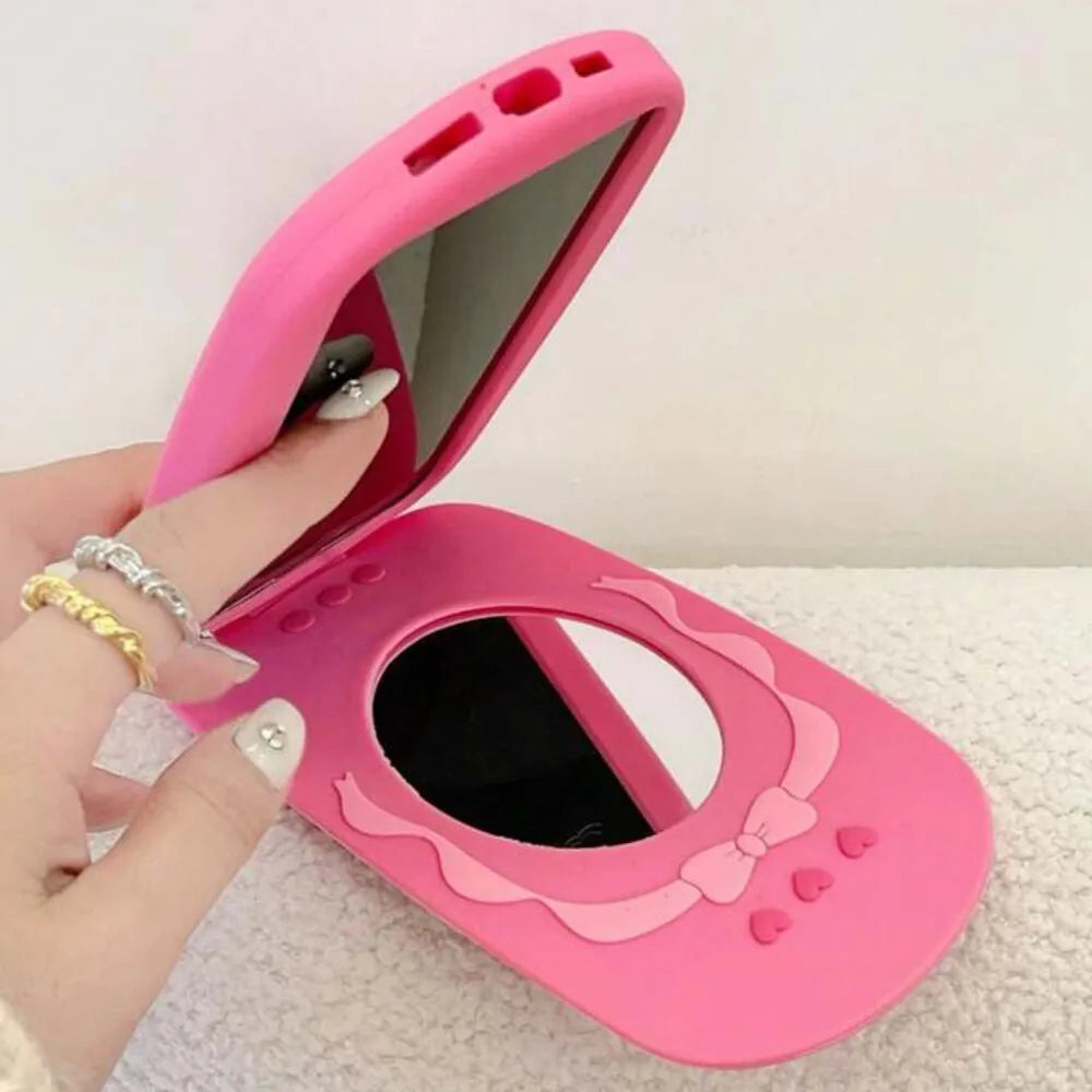 Flap Phone Mirror Case (Neon Pink) - iPhone
