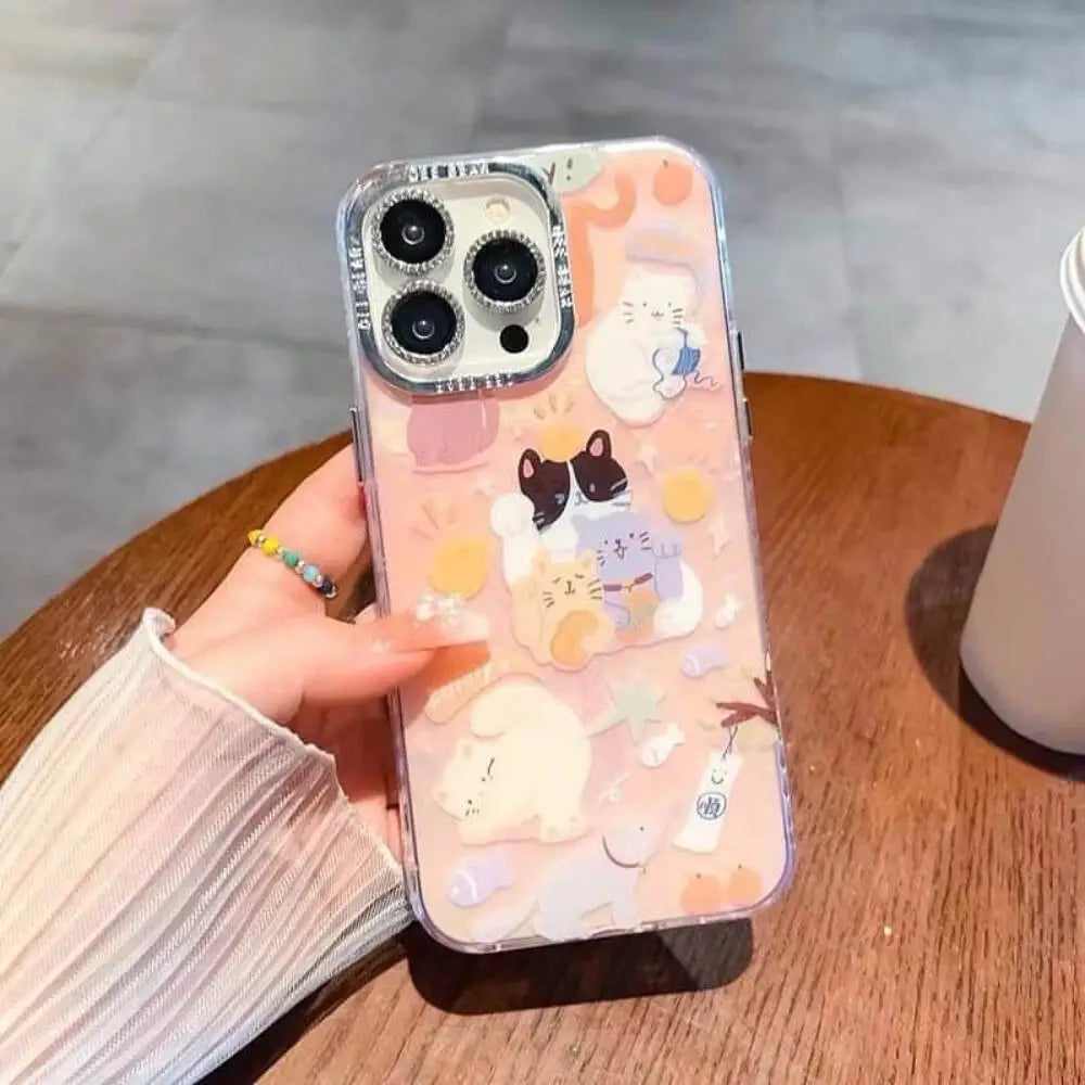 Holographic Cat Funny Case With Camera Rings - iPhone