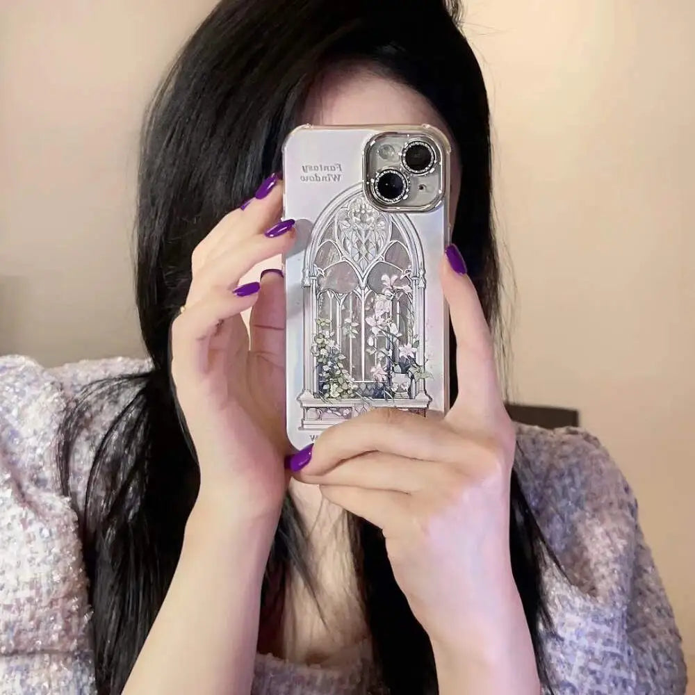 3D Window Case Wall Flower With Camera Lens - iPhone