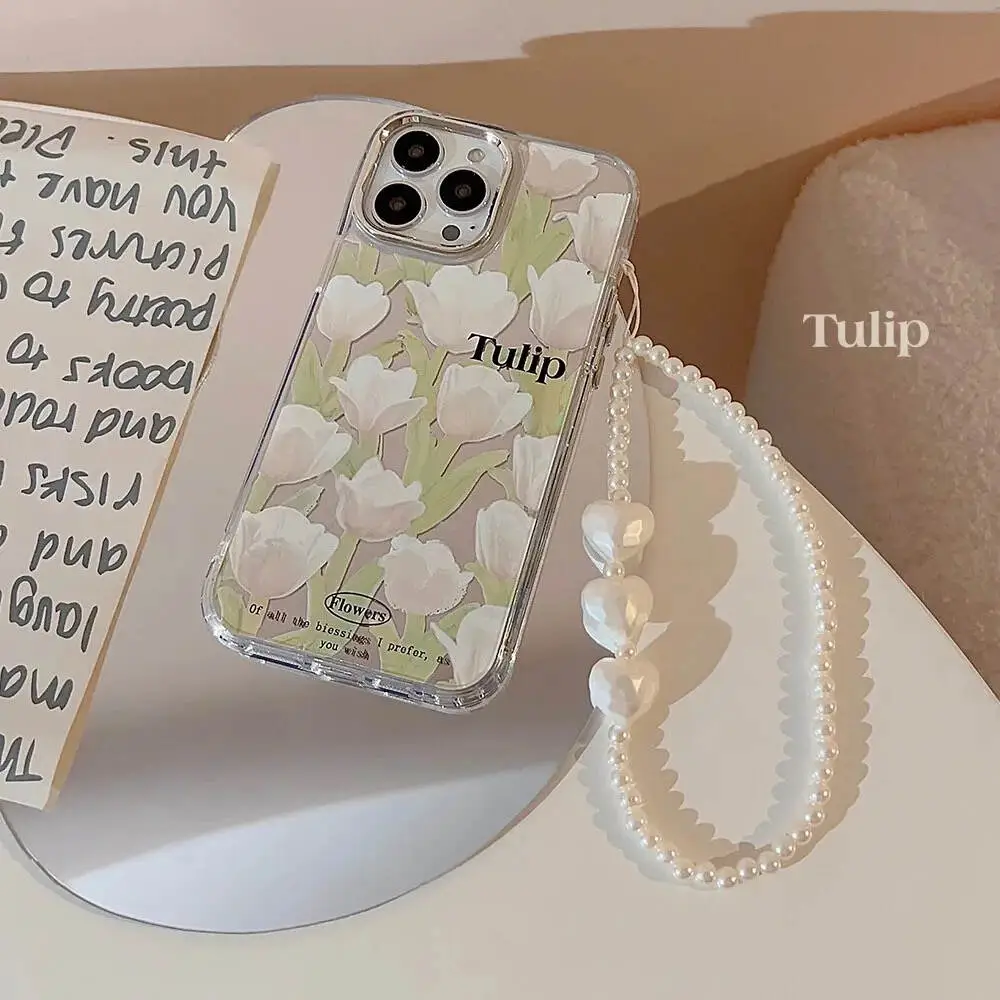 Flower Tulip Mirror With Pendant Charm - iPhone