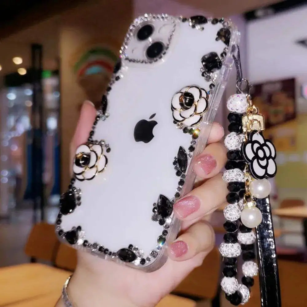 Pearl Floral Case With Charm - iPhone