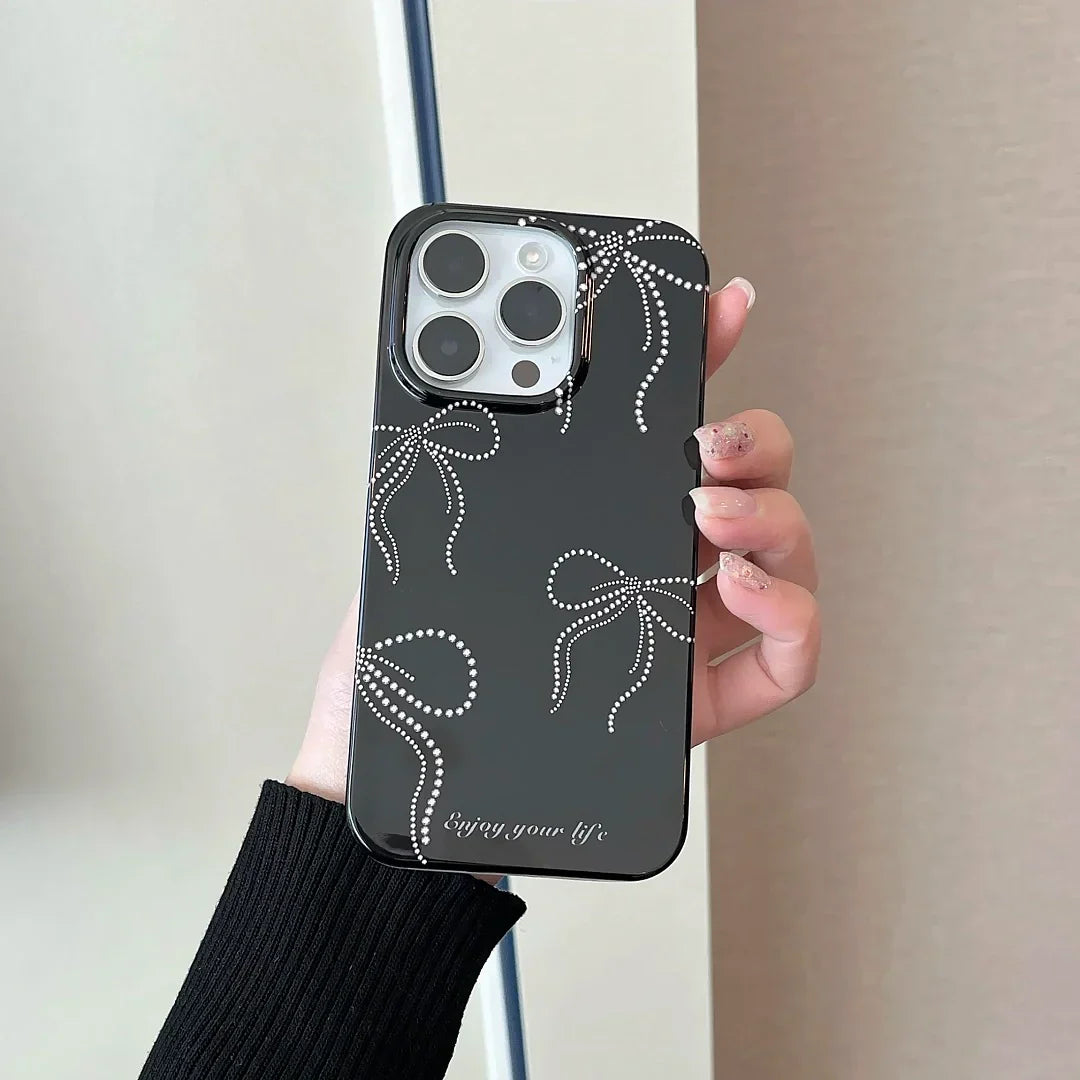 Black Beauty Bow-Tied with Heart Grip - iPhone