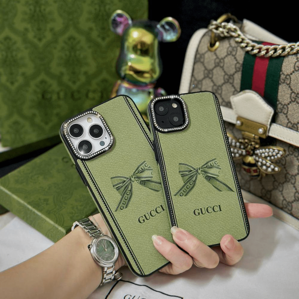Luxury Brand G*cci Case With Daimond Camera Chrome - iPhone