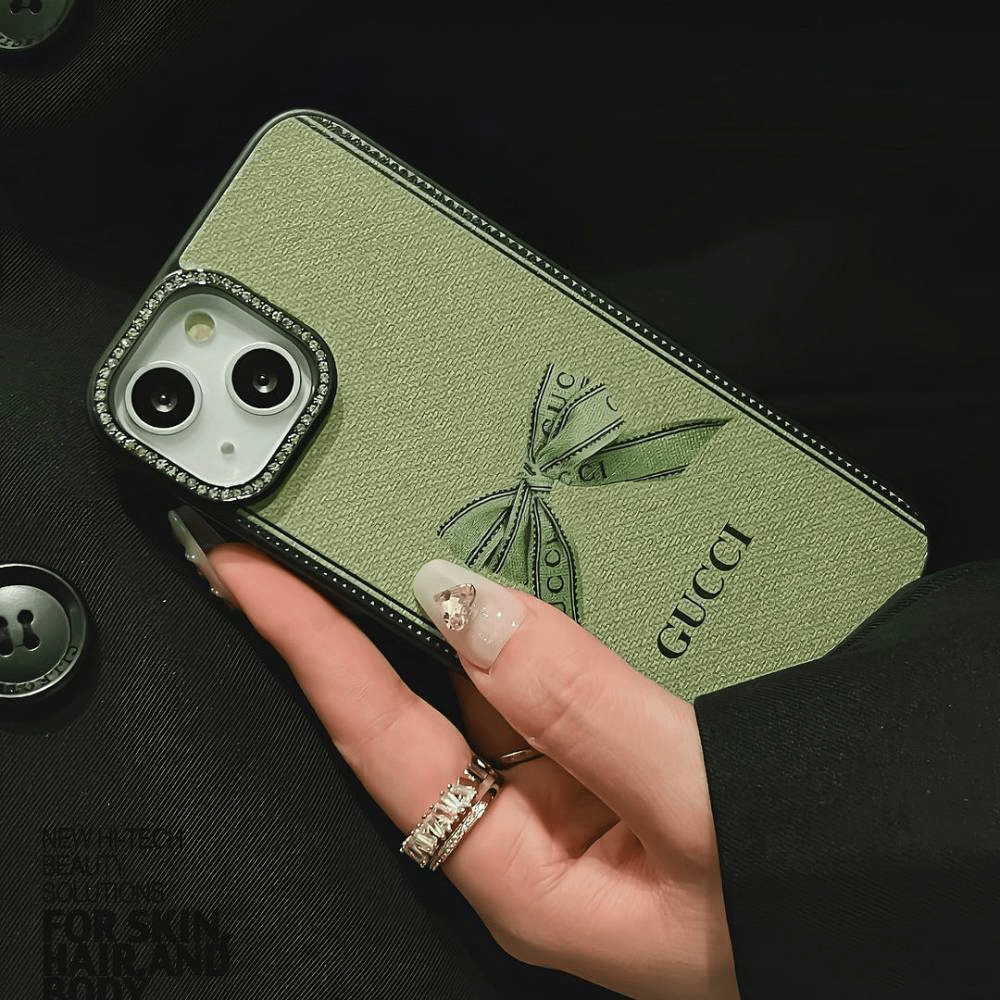 Luxury Brand G*cci Case With Daimond Camera Chrome - iPhone