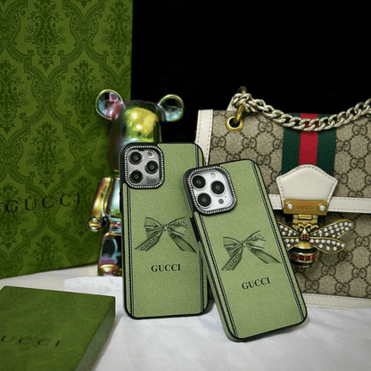 Luxury Brand G*cci Case With Daimond Camera Chrome - iPhone