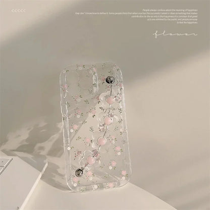 Handle Bracelet With Floral Transparent Case - iPhone