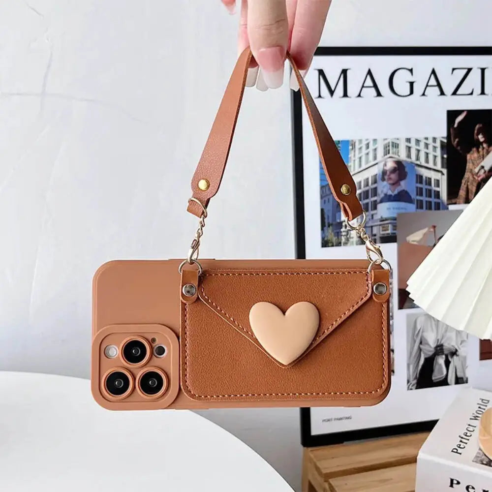 Heart Wallet Case With Hanging - iPhone