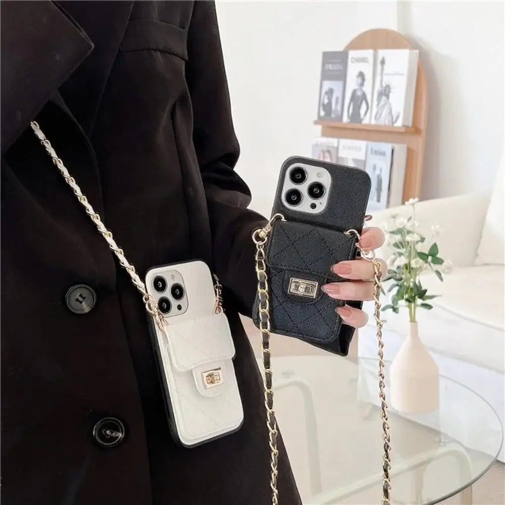 Leather Purse Wallet Case With Hanging - iPhone