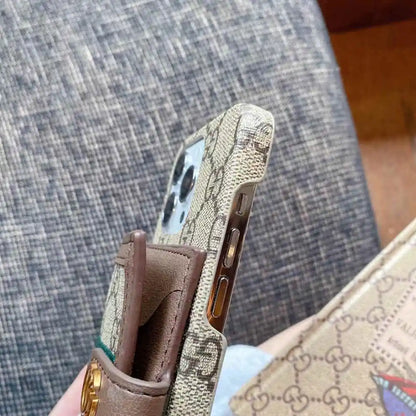 iPhone 16 Series Luxury Brand G*cci Wallet Case