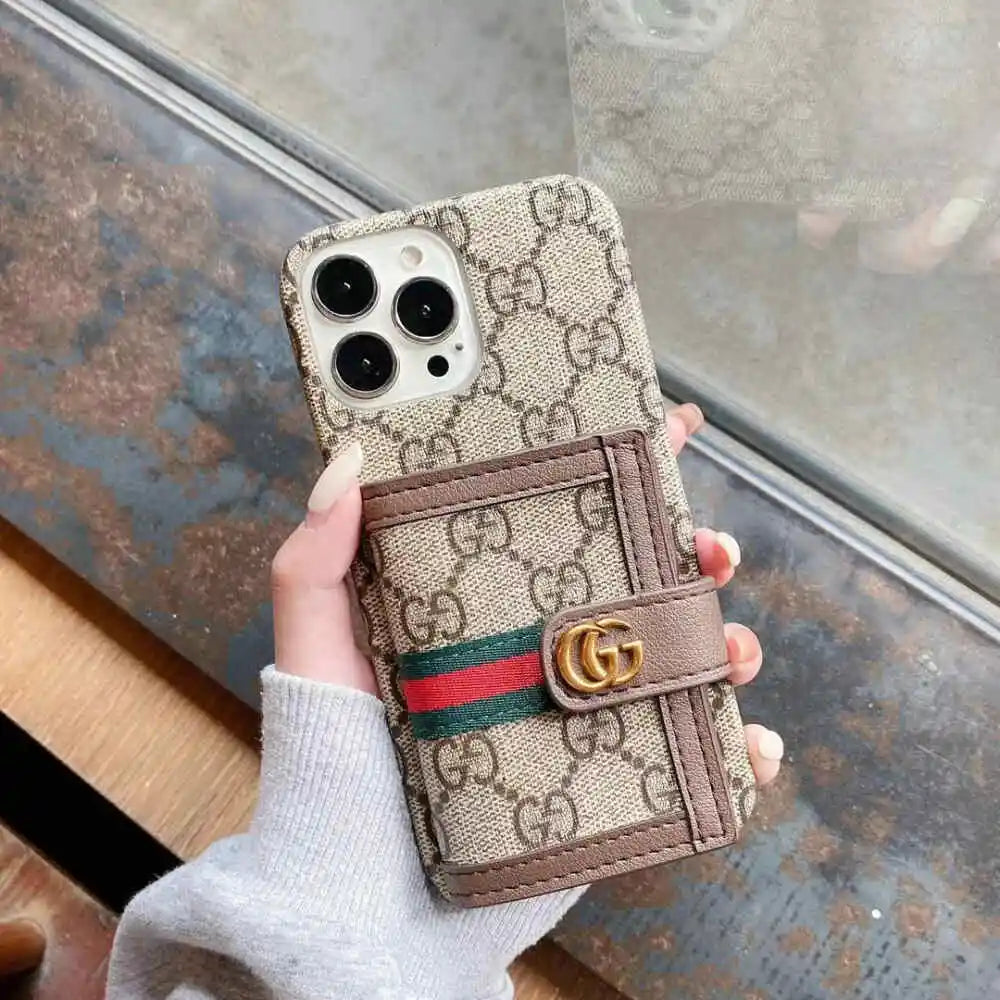iPhone 16 Series Luxury Brand G*cci Wallet Case