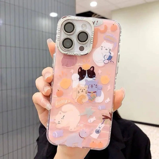 Holographic Cat Funny Case With Camera Rings - iPhone