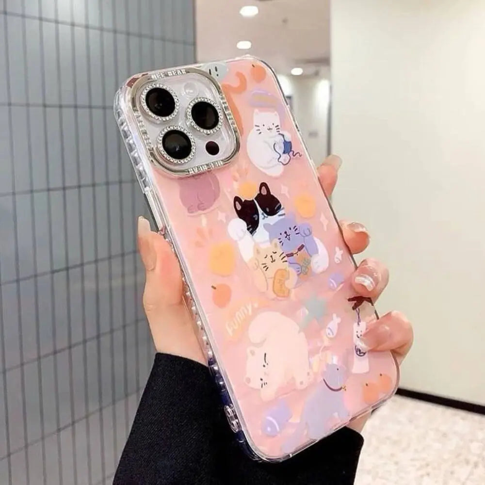 Holographic Cat Funny Case With Camera Rings - iPhone