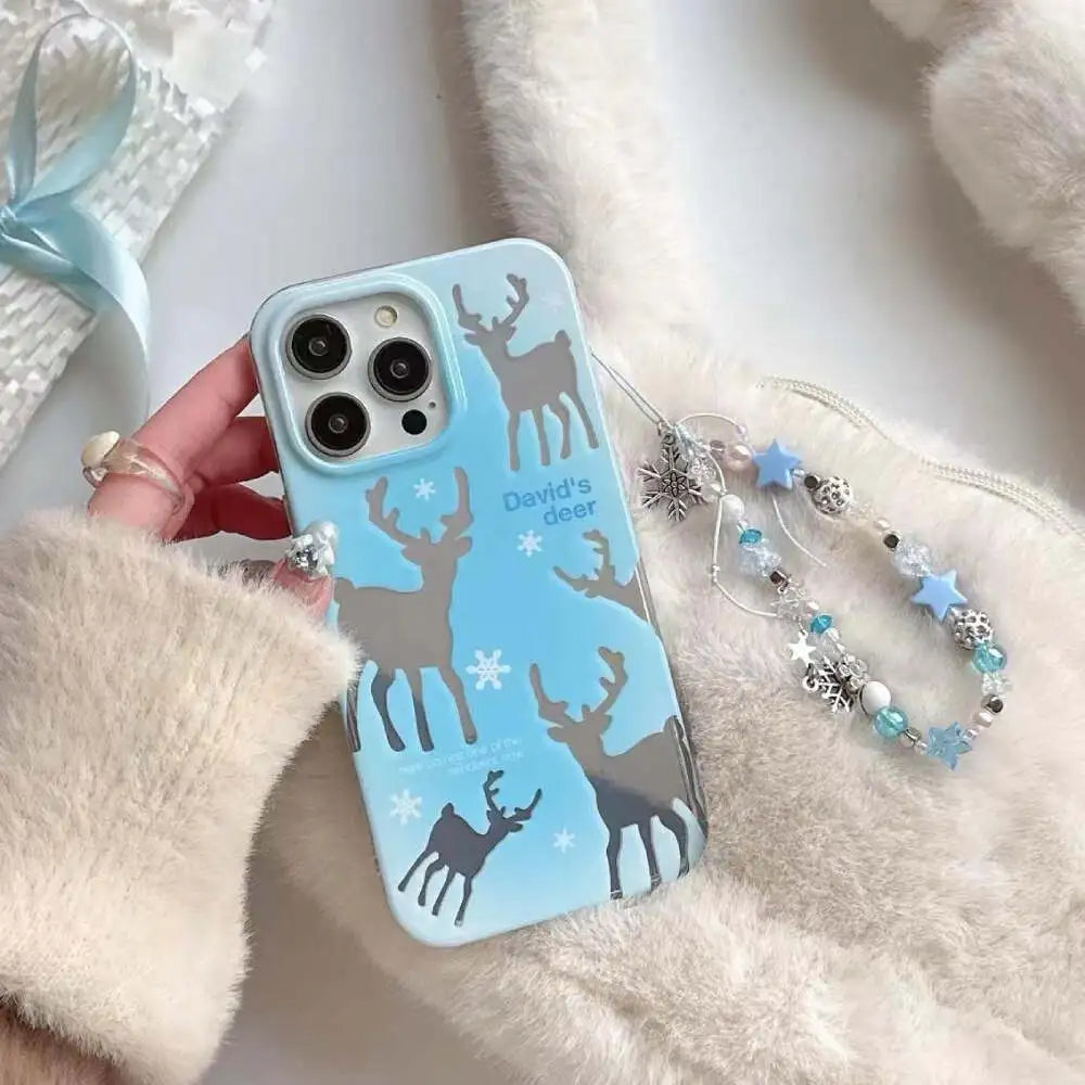 Holographic Deer Case With Pendant Charm - iPhone