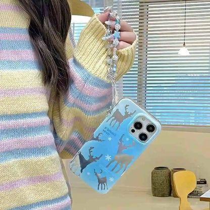 Holographic Deer Case With Pendant Charm - iPhone
