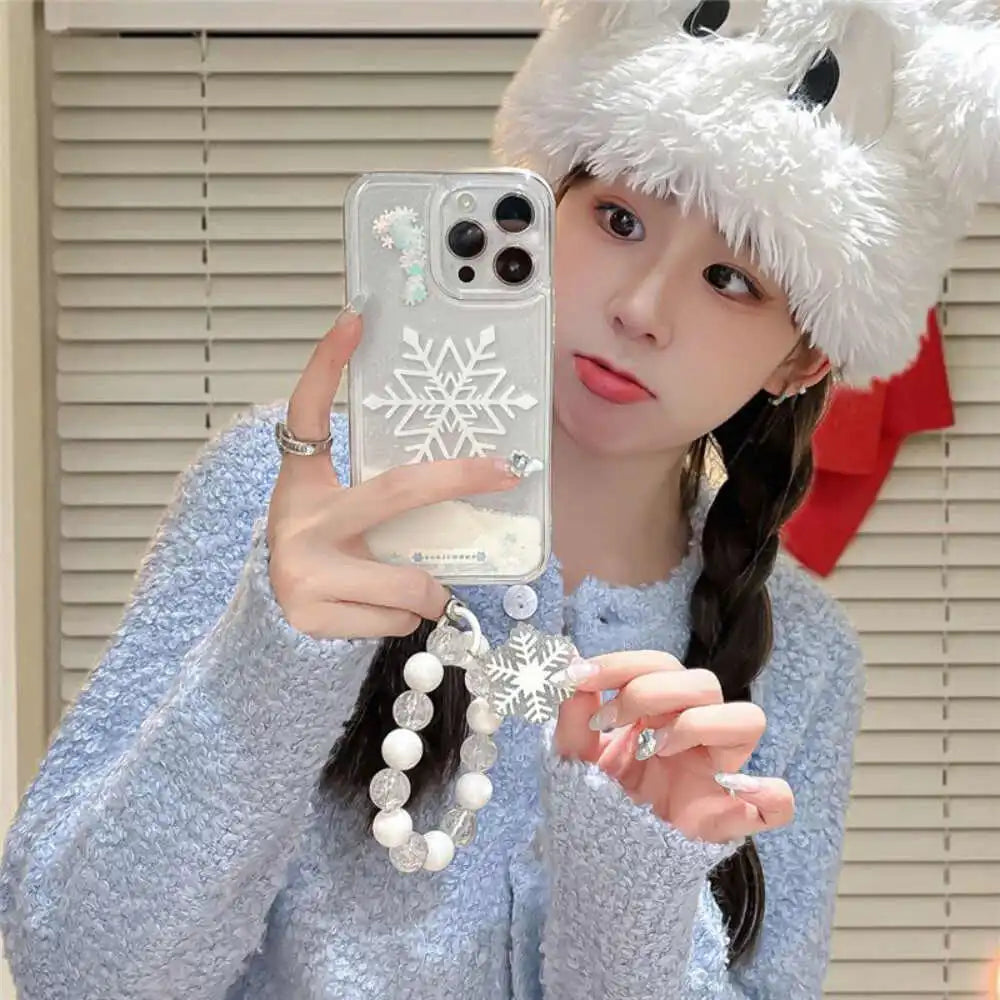 Falling Snow Case With Pendant Charm - iPhone