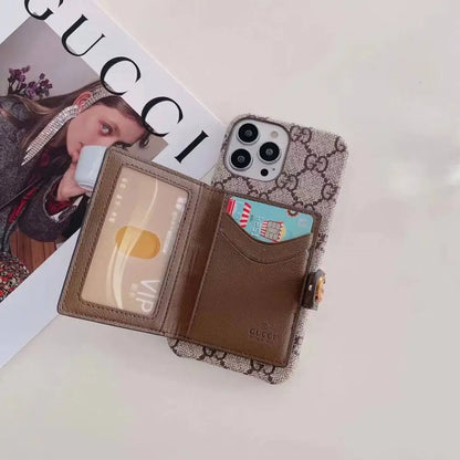 iPhone 16 Series Luxury Brand G*cci Wallet Case