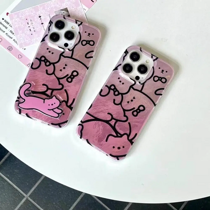 Cats Graffiti Pink Stand Case - iPhone