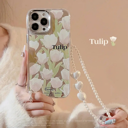 Flower Tulip Mirror With Pendant Charm - iPhone