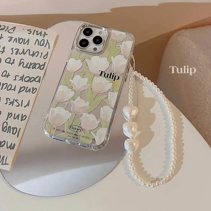 Flower Tulip Mirror With Pendant Charm - iPhone