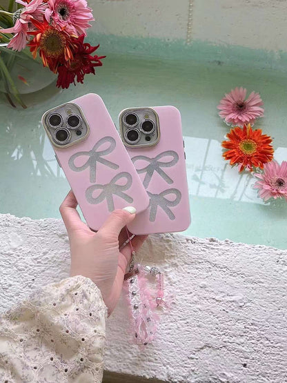 Premium Pink Bow Case With Charm - iPhone