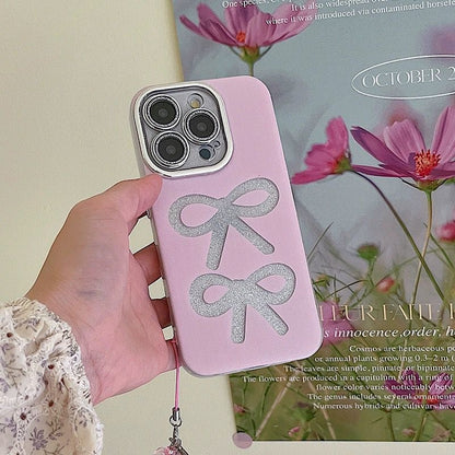 Premium Pink Bow Case With Charm - iPhone