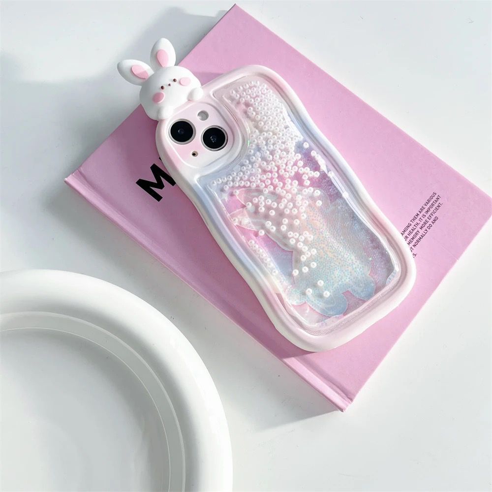 Rabbit Glitter Falling Case - iPhone