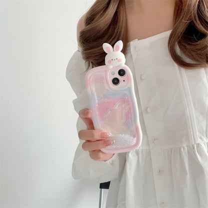 Rabbit Glitter Falling Case - iPhone