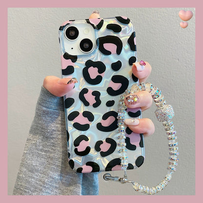 Premium Leopard Design Case With Charm - iPhone