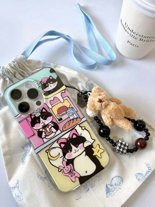 Purrfectly Adorable Kitty Case with Teddy Plushie Charm - iPhone