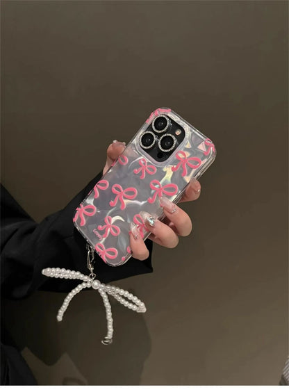 Blush Bow Case with Pendant Charm - iPhone