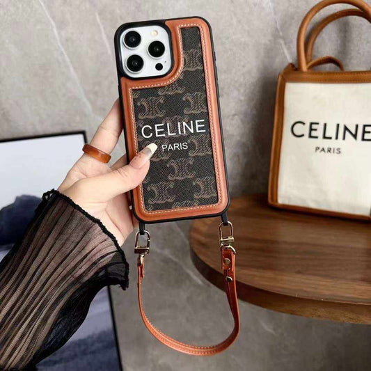 Premium Leather Case with Hands-Free Strap - iPhone