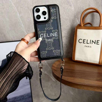 Premium Leather Case with Hands-Free Strap - iPhone