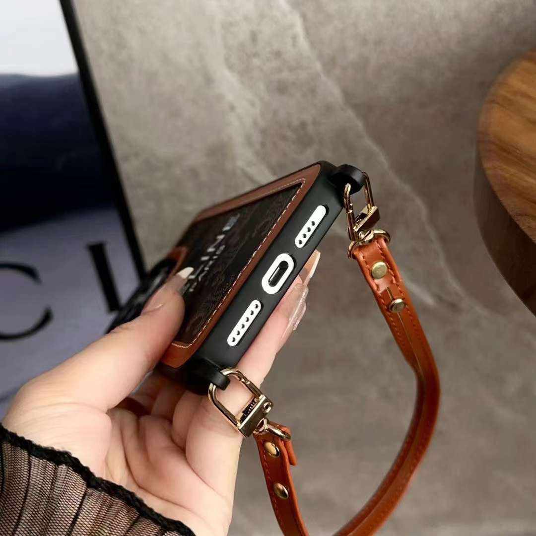 Premium Leather Case with Hands-Free Strap - iPhone