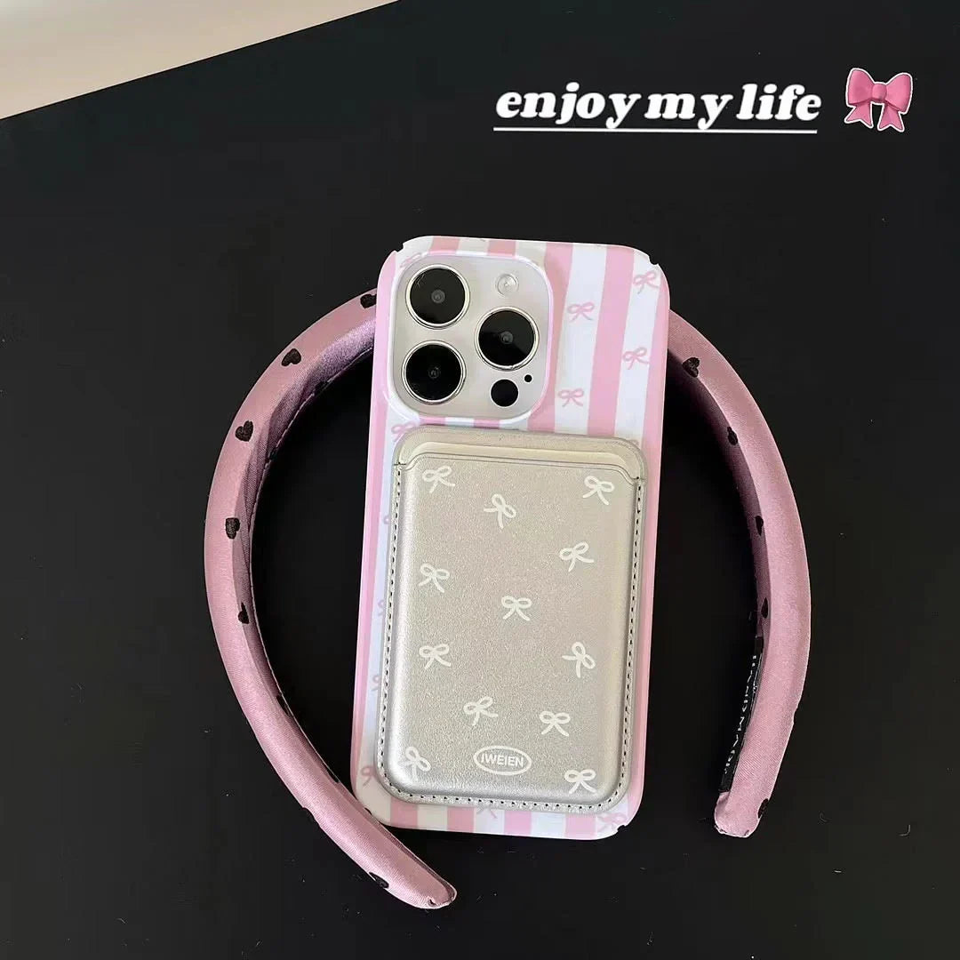Blush Ribbon Case with MagSafe Wallet