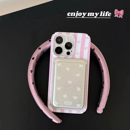 Blush Ribbon Case with MagSafe Wallet